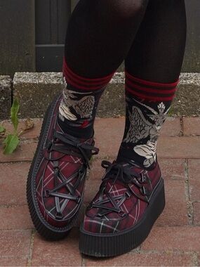 Killstar Hexellent Creepers in Blood Tartan